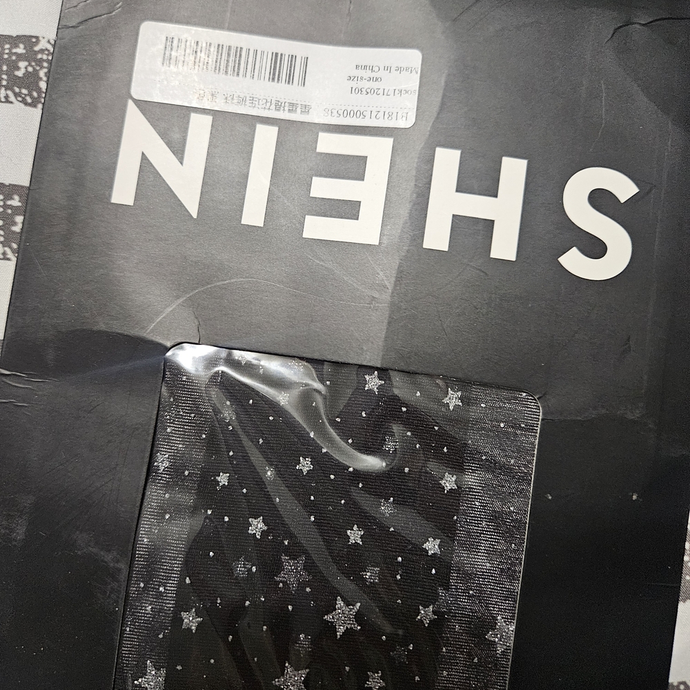 SHEIN Black Tights with Silver Star Design